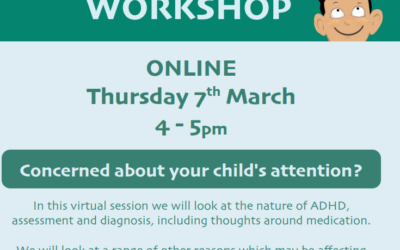 Parent Workshop – ADHD Strategies 7th March (4.00 – 5.00 pm)